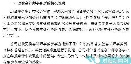 改聘会计师事务所的情况说明，图片来源：惠而浦公告